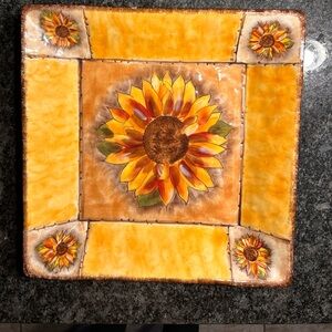 Clay Art Stone Lite, Large Square Serving Platter from the Tuscan Sunflower Set